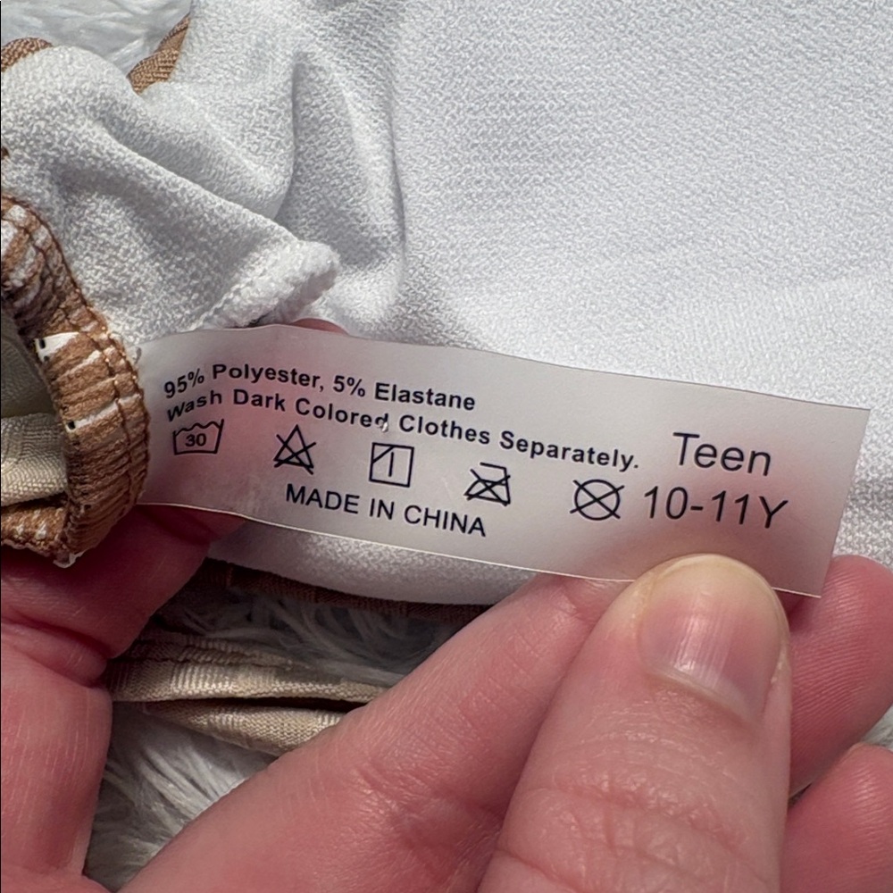 NWOT From Amazon Youth 10-11 Size Ribbed 2 Piece Cream And Light Tan Swim Set - Picture 9 of 13